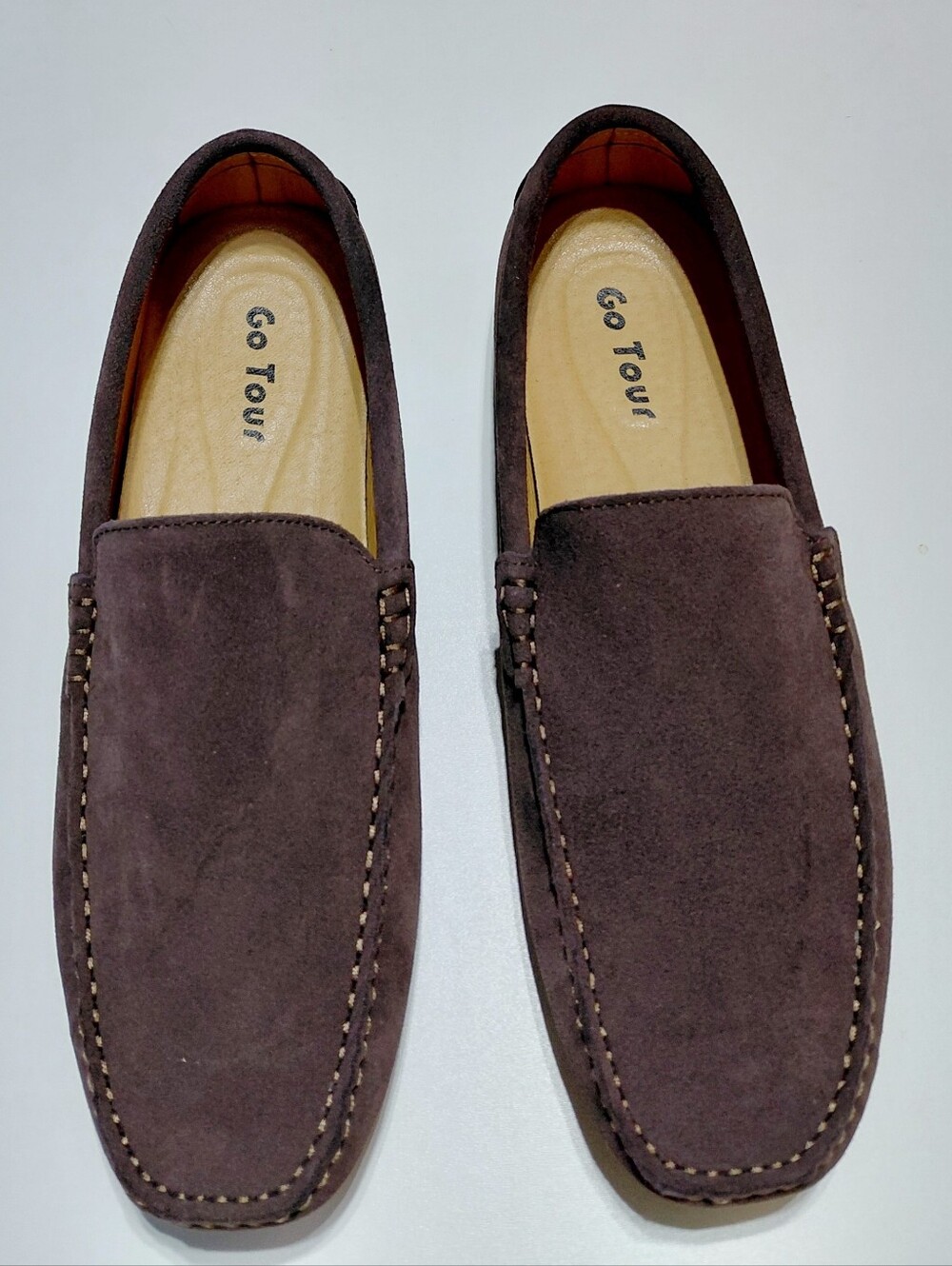 GO TOUR Men's Brown Suede Slip-On Loafers Size 11M